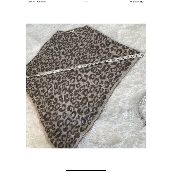 Nardi & Tagliaferri Mohair Wool Blend Leopard Print Poncho Sweater One Size - Picture 7 of 7